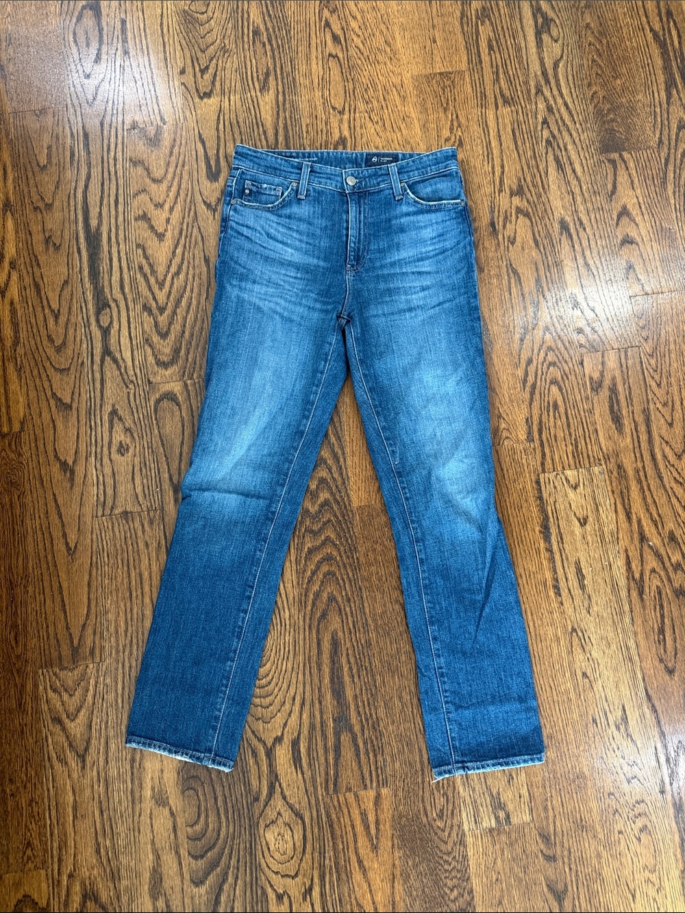 AG Adriano Goldschmied Medium Blue Straight-Leg Jeans